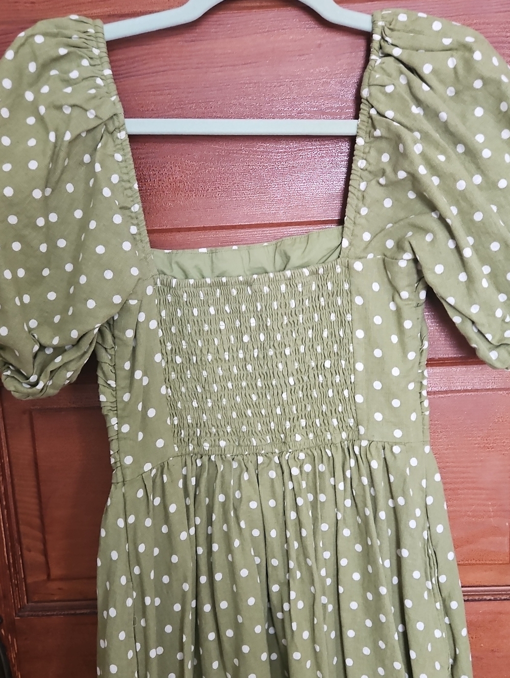Abercrombie & Fitch Green Polka Dot Midi Dress - Picture 8 of 10
